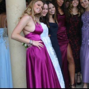 fuchsia satin prom dress (with pockets)